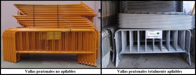 Vallas metálicas apilables y no apilables