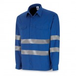Camisa algodón manga larga azulina con bandas reflectantes 388-CRML