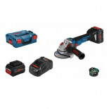 Bosch GWS 18V-10 SC Professional + L-BOXX con 2 baterías 8Ah - Miniamoladora a batería de 125mm