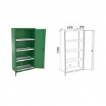Armario 2 puertas con bandejas Heco 161.1 - 1000x490x1980mm