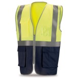 Chaleco multibolsillos alta visibilidad de punto amarillo/azul 288VMBFYFA