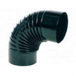 Codo simple rizado 80mm 90º inox 316 negro Bronpi para estufas pellet