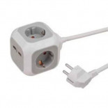 Multienchufes cubo 4 bases con 2 USB de carga con 1'4 metros de cable