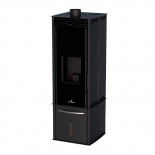 Bronpi FREE-6-D-NE negra - Estufa de pellet sin electricidad 6kW con depósito pellet