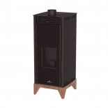 Bronpi FREE-6-V-NE negra - Estufa de pellet sin electricidad 6kW con base de madera