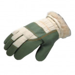 Guantes invierno cuero piel vacuno verde/blanco