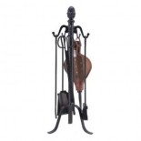 Juego accesorios chimenea 5 piezas salomónico remate fundido Flores Cortés