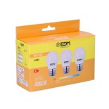 Kit 3 bombillas esfericas LED E27 5W 400 lumens - 3.200K EDM