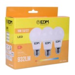 Kit 3 bombillas estandar LED E27 10W 932 lumens - 3.200K EDM