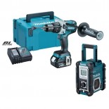 Taladro percutor Makita DHP481RTJ + Radio de trabajo Makita DMR108