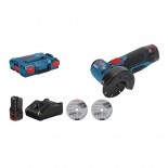 Bosch GWS 12V-76 Professional en L-BOXX con 2 baterías 3Ah - Miniamoladora a batería