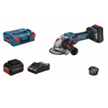 Bosch GWS 18V-15 SC + L-BOXX con 2 baterías 8Ah - Miniamoladora a batería BITURBO de 125mm