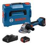 Bosch GWS 18V-8 + 2 baterías 5Ah + L-BOXX - Miniamoladora a batería de 125mm