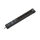 Multienchufes negro de 6 bases protección 60000A com 2 USB y 3m cable