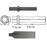 Pala larga para martillos neumáticos inserción Hexagonal 32x152 de 80x520mm
