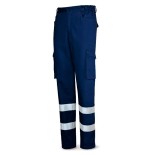 Pantalón azul marino algodón de 245g con bandas reflectantes 488PCRTOPAM