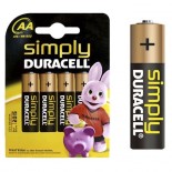 Pilas alcalinas DURACELL SIMPLY - AA (Blister 4 unidades)