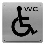 Placa/cartel WC 'Minusválidos' de 140x140mm INOX