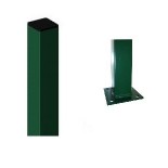 Poste cuadrado verde de 60x60x1'5mm con placa base - 0'60 metros