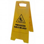 Cartel de señalización de 'Precaución suelo mojado' - Caballete plegable de 63x63cm