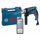 Taladro percutor Bosch GSB 13 RE Professional con maletín y set 4 brocas - 600W