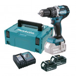 Taladro combinado Makita DHP484RTJ BL 18V LXT 13 mm con 2 Baterías 5Ah y L-BOXX