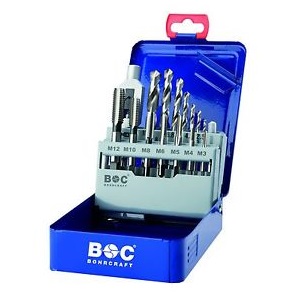 Juego De Machos Y Brocas Profesional M3-M12 - Incluye 7 Brocas HSS Y Llave - QWORK Para Roscado