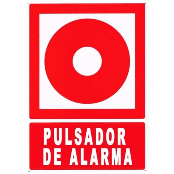 Cartel timbre de alarma a la derecha pvc fotoluminiscente clase a