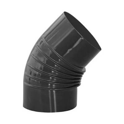Codo simple rizado 80mm 45º inox 316 negro Bronpi para estufas pellet - Referencia NR45-08-N