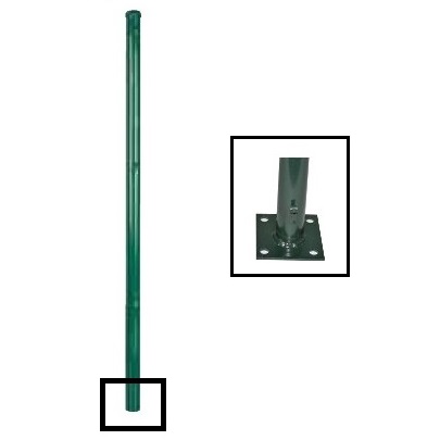 Poste intermedio de Ø48mm verde con placa base Mod. CS - 0'80 metros 