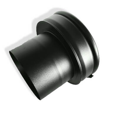 Convertidor de tubo simple 80mm a tubo aislado 130mm inox 316 negro Bronpi para estufas de pellet - Referencia IMC08-N