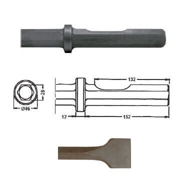 Corta asfaltos inserción Hexagonal 28x152 con rebaje de 410mm - Referencia 005741A