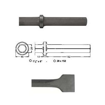 Corta asfaltos para martillos neumáticos inserción Hexagonal 28x152 de 500mm 