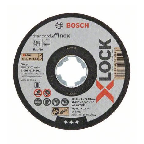 Disco de corte estándar para INOX Bosch X-LOCK - 115mm - Referencia 2608619261
