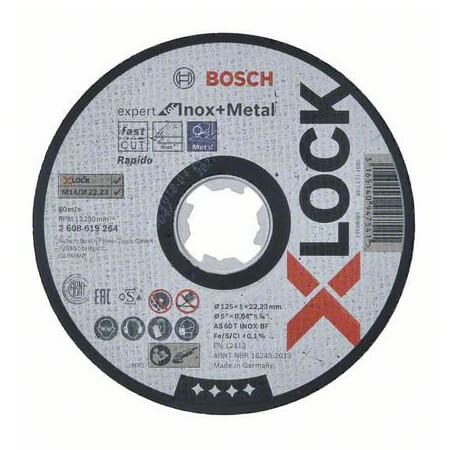 Disco de corte expert para INOX Bosch X-LOCK - 125x1mm - Referencia 2608619264