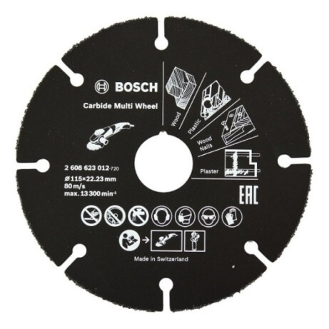 para madera, madera con clavos, paneles de yeso, X-LOCK, Ø 115 mm, diámetro del orificio Ø 22,23 mm, accesorio para amoladora angular Disco de corte Carbide Multi Wheel de Bosch Professional 