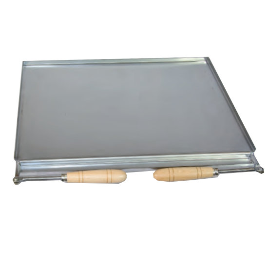 Plancha asadora INOX con recogegrasas y mangos Flores Cortés - 490x410mm - Referencia 38920