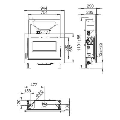 Insertable de pellets de 10 kw extraplano con carga superior BRONPI BRUNO  SLIM