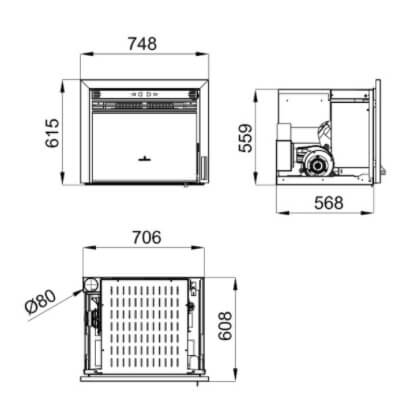 Insertable de pellets de 10 kw extraplano con carga superior BRONPI BRUNO  SLIM