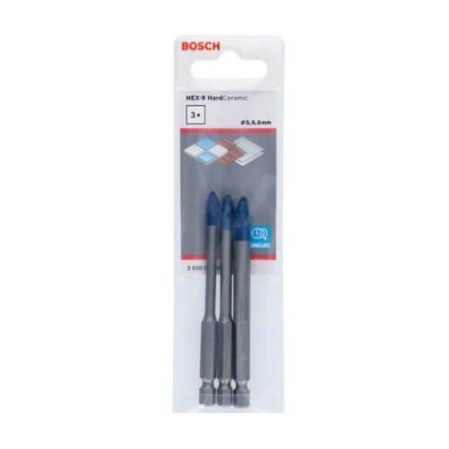 Juego 3 brocas para azulejo Bosch Expert HEX-9 Hardceramic - 5/6/8mm - Referencia 2608579511 