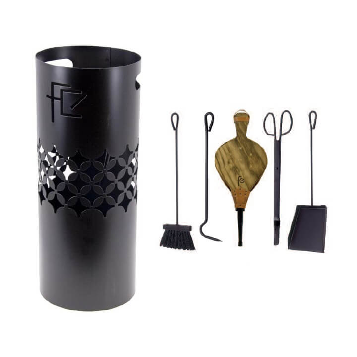 Juego accesorios chimenea ovalado 5 piezas Flores Cortés - Referencia 35052