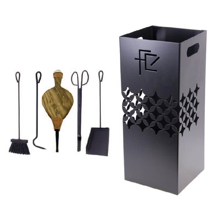 Juego accesorios chimenea cuadrado 5 piezas Flores Cortés - Referencia 35053