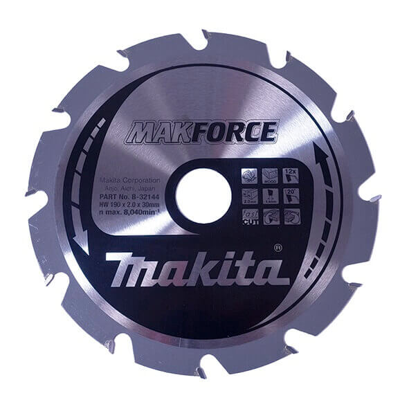 Disco sierras circulares Makita MakForce - 190x30mm 12 dientes - Referencia B-32144