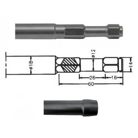 Mango porta-bujardas para martillo neumático inserción Hexagonal IMCO MULTI 261 de 180mm - Referencia 00097