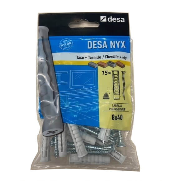 Kit tacos NYX 8x40mm + Tornillos madera (15 unidades)