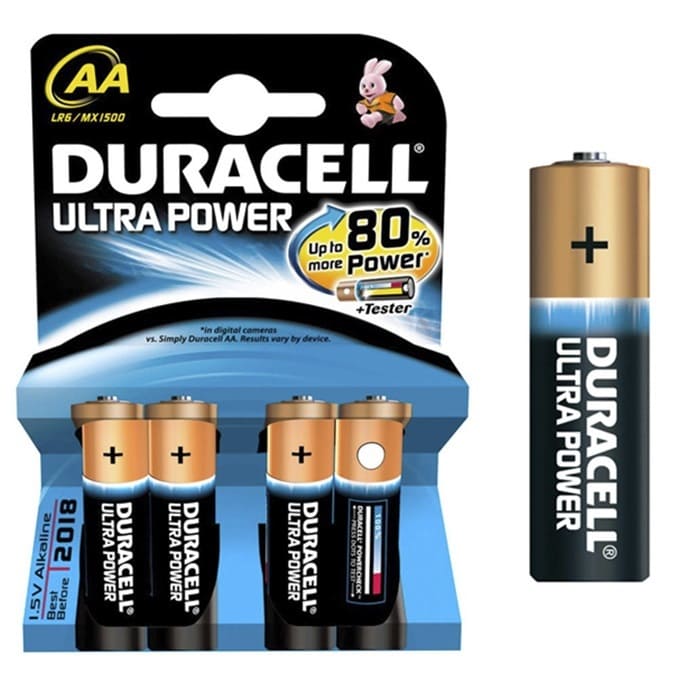Pilas alcalinas DURACELL ULTRA POWER - AA (Blister 4 unidades) - Referencia 38011