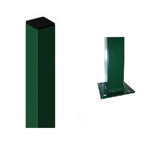 Poste cuadrado verde de 60x60x1'5mm con placa base - 0'60 metros 