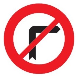 Señal de tráfico prohibido girar a la derecha 