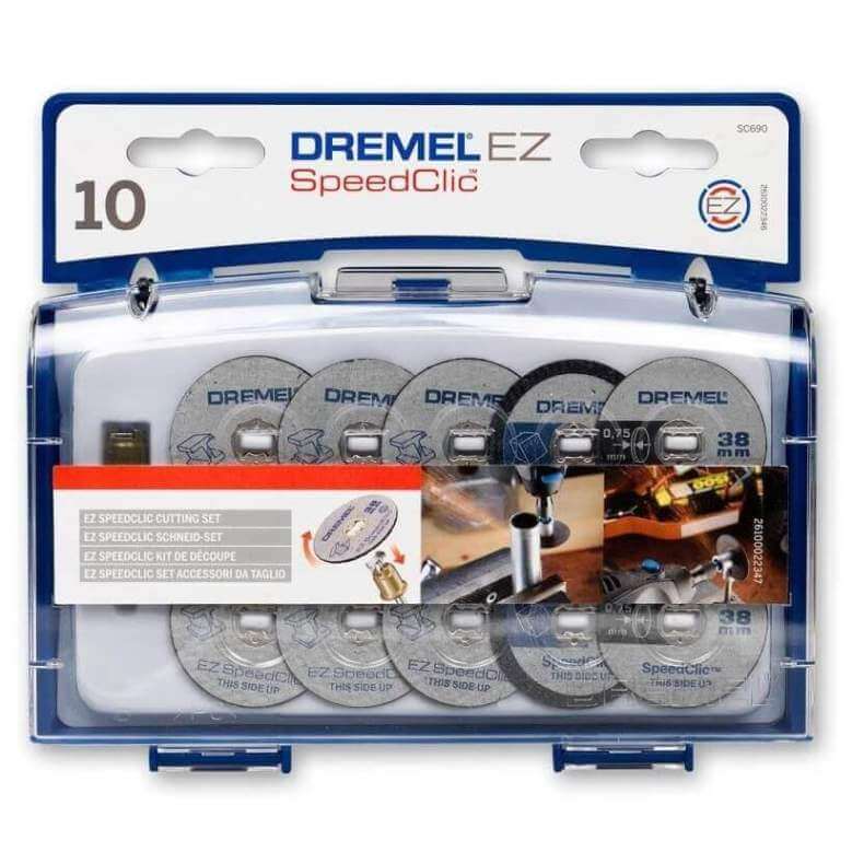Juego de accesorios de corte EZ SpeedClic Dremel (10 Discos + Mandril) - Referencia 2615S690JA