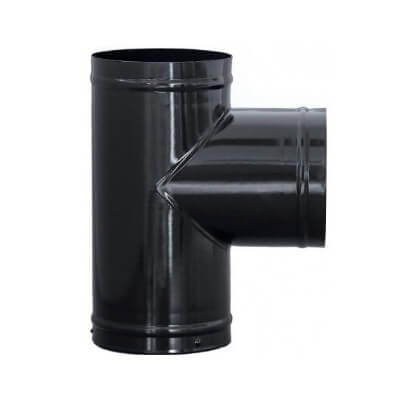 TE de 90º 80mm (Registro/Bifurcación) inox 316 negro Bronpi para estufas pellet - Referencia NT90-08-N